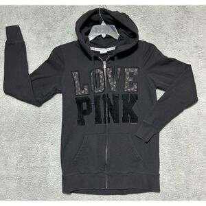 Rare Victoria's Secret Pink Hoodie Size S Petite Full Zip Y2K Loungewear